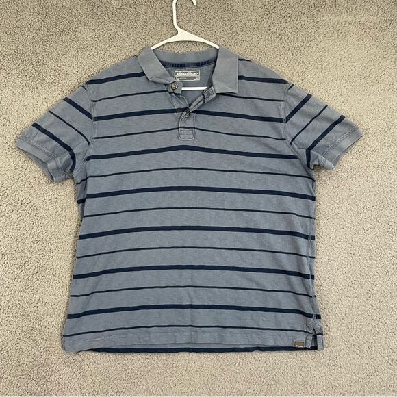 Eddie Bauer‎ Shirt Men L Blue Short Sleeve Polo - Picture 1 of 10